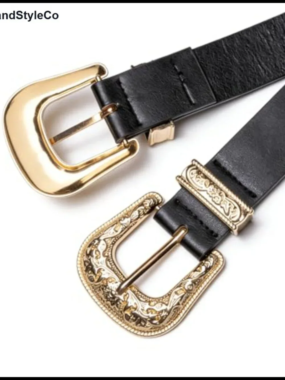 Leather Belt Women Vintage Western Double Buckle Adjustable Waistband